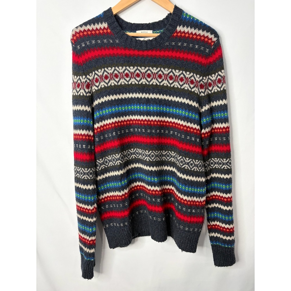 Abercrombie & Fitch Fair Isle Muscle Sweater Mens M Fisherman 90s Vtg Chunky